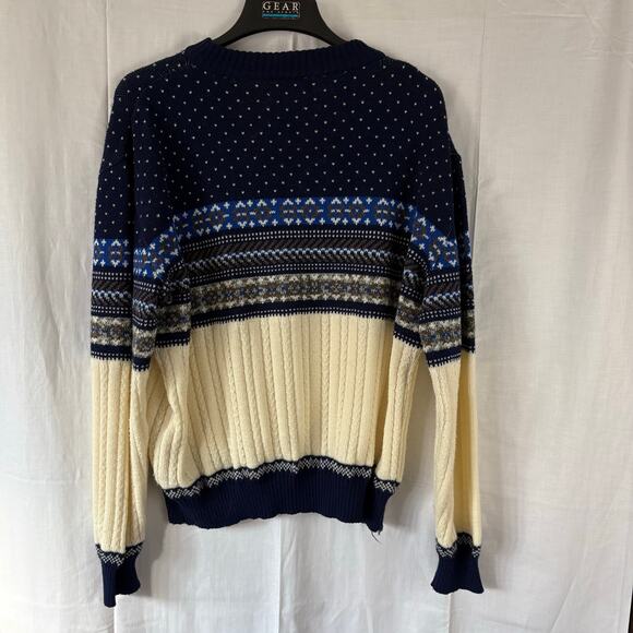 Rob Winter Sweater adult XL blue knit fair Isle Nordic geometric grandpa - Picture 2 of 6